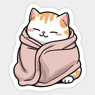 Cute chubby cat in  a blanket Sticker